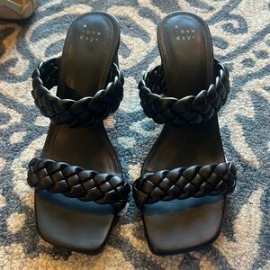 Braided Black block heels